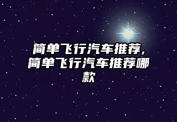 簡單飛行汽車推薦,簡單飛行汽車推薦哪款