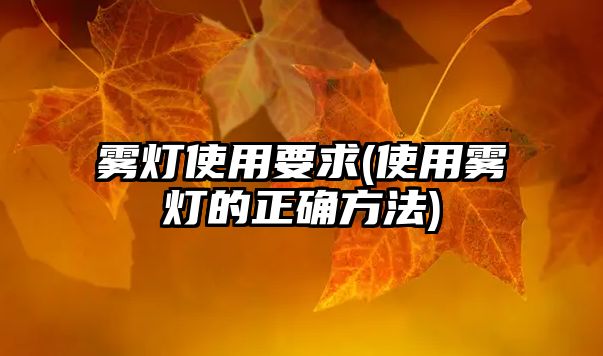 霧燈使用要求(使用霧燈的正確方法)