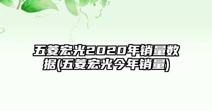 五菱宏光2020年銷量數(shù)據(jù)(五菱宏光今年銷量)