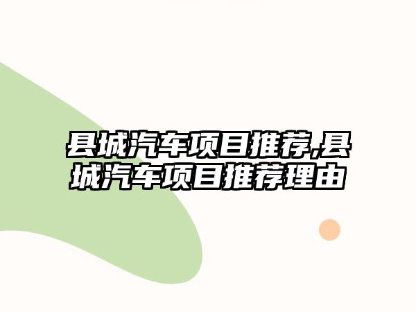 縣城汽車項目推薦,縣城汽車項目推薦理由