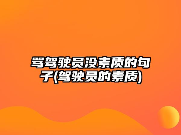 罵駕駛員沒素質的句子(駕駛員的素質)