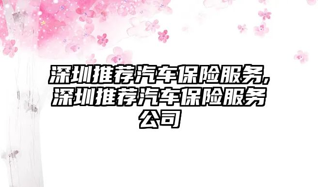 深圳推薦汽車保險服務,深圳推薦汽車保險服務公司