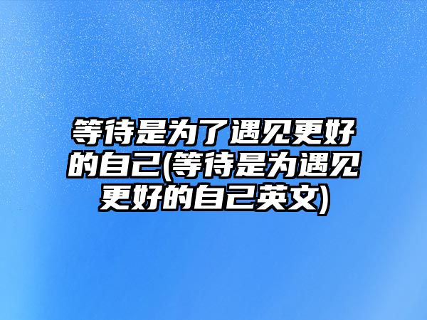 等待是為了遇見更好的自己(等待是為遇見更好的自己英文)