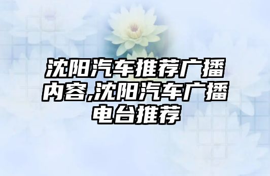 沈陽汽車推薦廣播內(nèi)容,沈陽汽車廣播電臺推薦