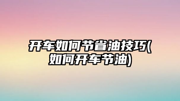 開車如何節(jié)省油技巧(如何開車節(jié)油)