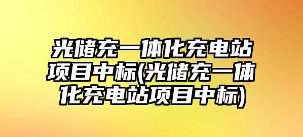 光儲充一體化充電站項目中標(光儲充一體化充電站項目中標)