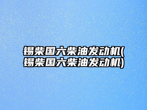 錫柴國六柴油發動機(錫柴國六柴油發動機)