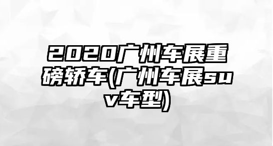 2020廣州車展重磅轎車(廣州車展suv車型)