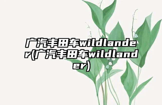 廣汽豐田車wildlander(廣汽豐田車wildlander)