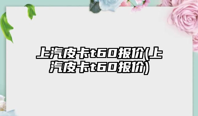 上汽皮卡t60報價(上汽皮卡t60報價)