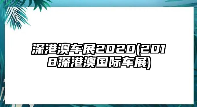 深港澳車展2020(2018深港澳國際車展)