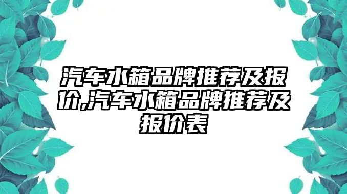 汽車水箱品牌推薦及報價,汽車水箱品牌推薦及報價表