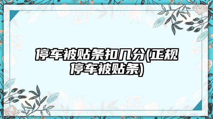 停車被貼條扣幾分(正規停車被貼條)