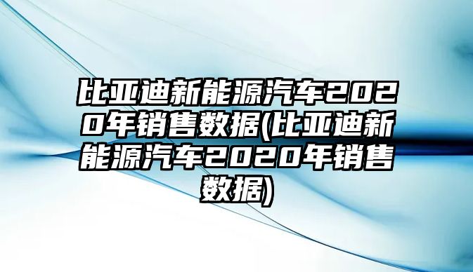 比亞迪新能源汽車2020年銷售數據(比亞迪新能源汽車2020年銷售數據)