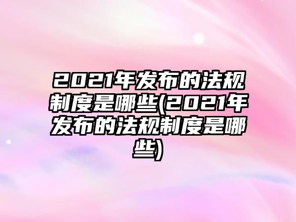 2021年發布的法規制度是哪些(2021年發布的法規制度是哪些)