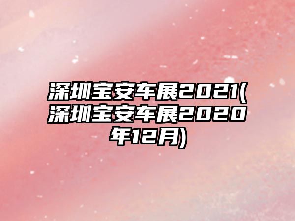 深圳寶安車展2021(深圳寶安車展2020年12月)