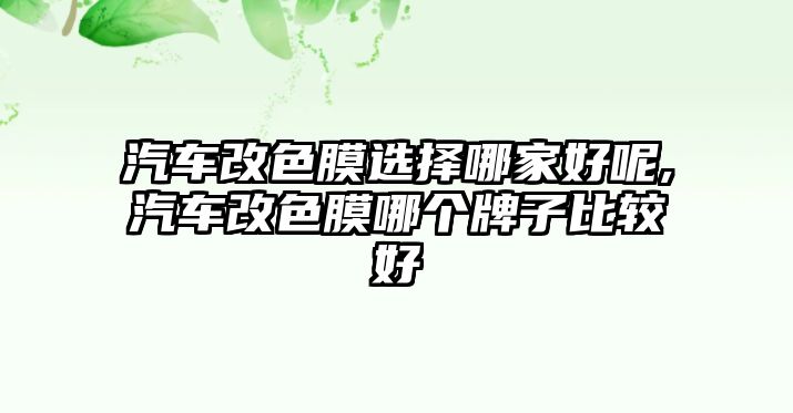 汽車改色膜選擇哪家好呢,汽車改色膜哪個牌子比較好