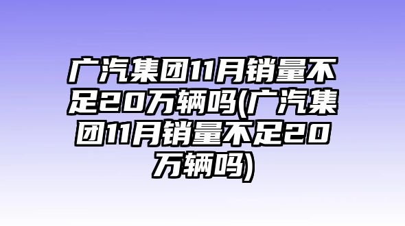 廣汽集團11月銷量不足20萬輛嗎(廣汽集團11月銷量不足20萬輛嗎)