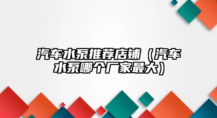 汽車水泵推薦店鋪（汽車水泵哪個(gè)廠家最大）