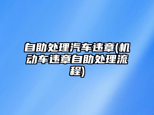 自助處理汽車違章(機動車違章自助處理流程)