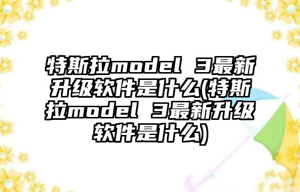 特斯拉model 3最新升級軟件是什么(特斯拉model 3最新升級軟件是什么)