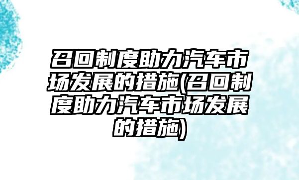 召回制度助力汽車市場發(fā)展的措施(召回制度助力汽車市場發(fā)展的措施)