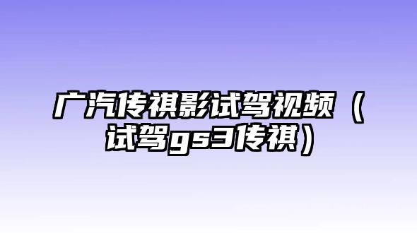 廣汽傳祺影試駕視頻（試駕gs3傳祺）