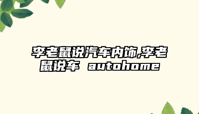 李老鼠說汽車內飾,李老鼠說車 autohome