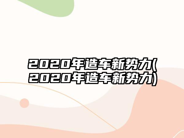 2020年造車新勢力(2020年造車新勢力)