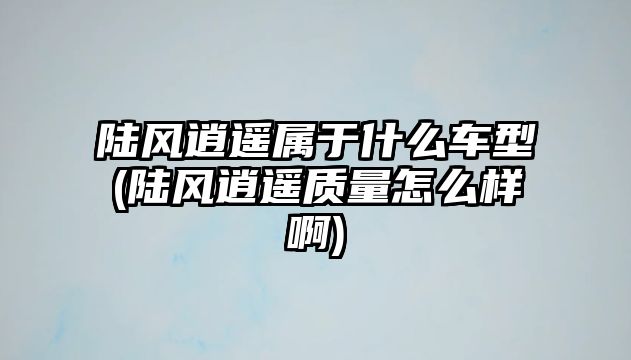 陸風逍遙屬于什么車型(陸風逍遙質量怎么樣啊)