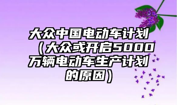 大眾中國電動車計劃（大眾或開啟5000萬輛電動車生產計劃的原因）