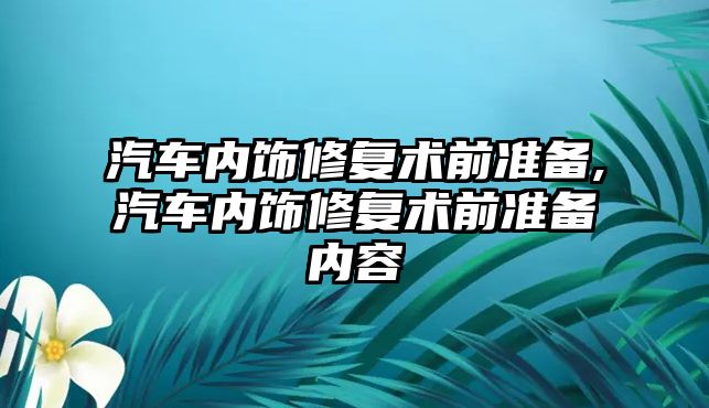 汽車內飾修復術前準備,汽車內飾修復術前準備內容