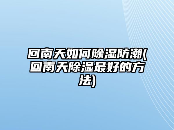 回南天如何除濕防潮(回南天除濕最好的方法)