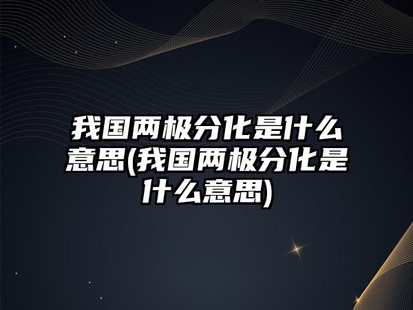 我國兩極分化是什么意思(我國兩極分化是什么意思)