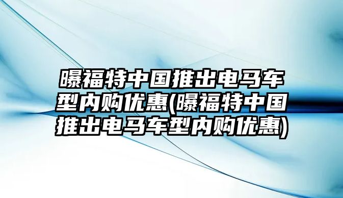 曝福特中國推出電馬車型內(nèi)購優(yōu)惠(曝福特中國推出電馬車型內(nèi)購優(yōu)惠)