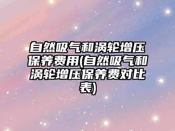 自然吸氣和渦輪增壓保養(yǎng)費(fèi)用(自然吸氣和渦輪增壓保養(yǎng)費(fèi)對(duì)比表)