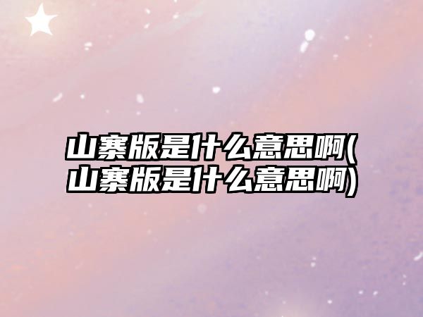 山寨版是什么意思啊(山寨版是什么意思啊)