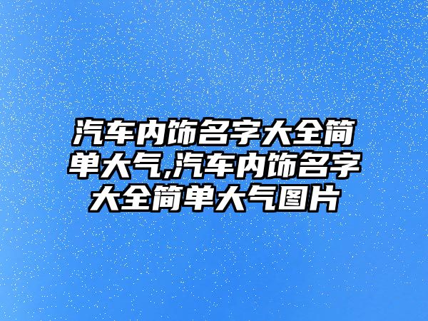 汽車內飾名字大全簡單大氣,汽車內飾名字大全簡單大氣圖片