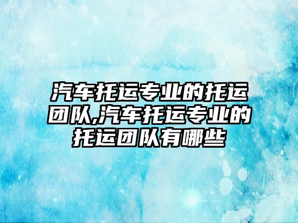 汽車托運專業的托運團隊,汽車托運專業的托運團隊有哪些