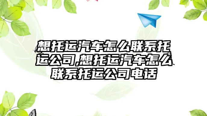 想托運汽車怎么聯系托運公司,想托運汽車怎么聯系托運公司電話