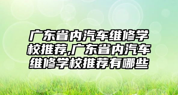 廣東省內汽車維修學校推薦,廣東省內汽車維修學校推薦有哪些