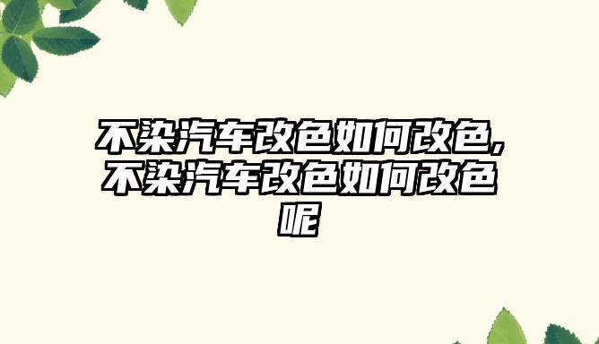 不染汽車改色如何改色,不染汽車改色如何改色呢