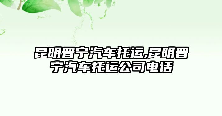 昆明晉寧汽車托運,昆明晉寧汽車托運公司電話