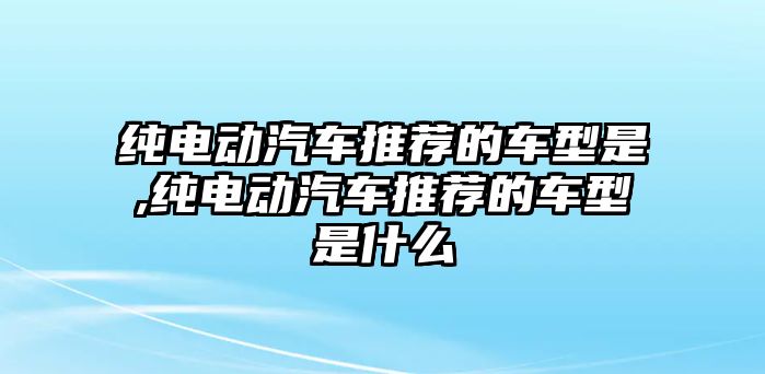 純電動(dòng)汽車推薦的車型是,純電動(dòng)汽車推薦的車型是什么