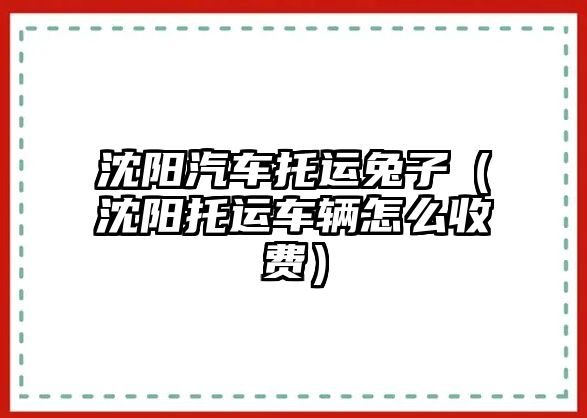 沈陽汽車托運兔子（沈陽托運車輛怎么收費）