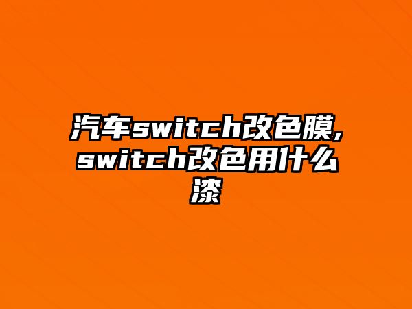 汽車switch改色膜,switch改色用什么漆