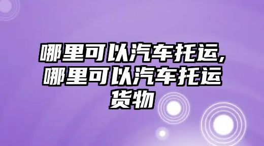 哪里可以汽車托運,哪里可以汽車托運貨物