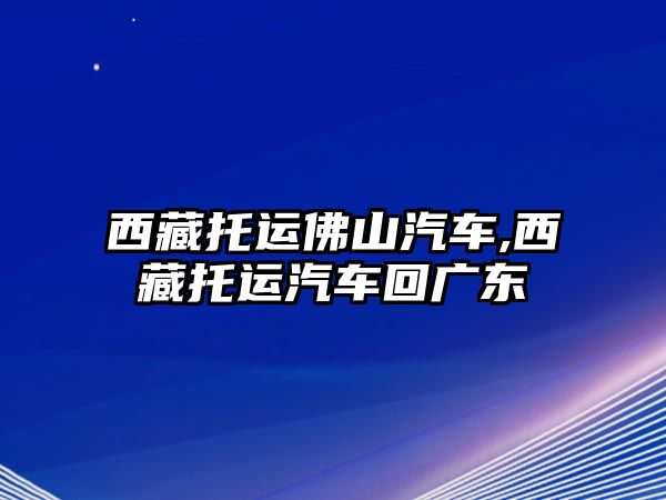 西藏托運佛山汽車,西藏托運汽車回廣東