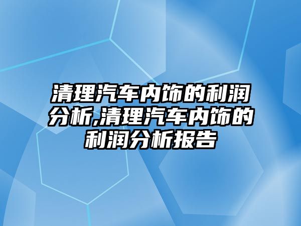 清理汽車內飾的利潤分析,清理汽車內飾的利潤分析報告