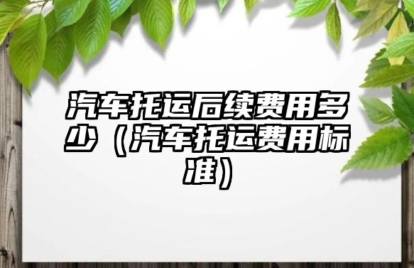 汽車托運后續費用多少（汽車托運費用標準）